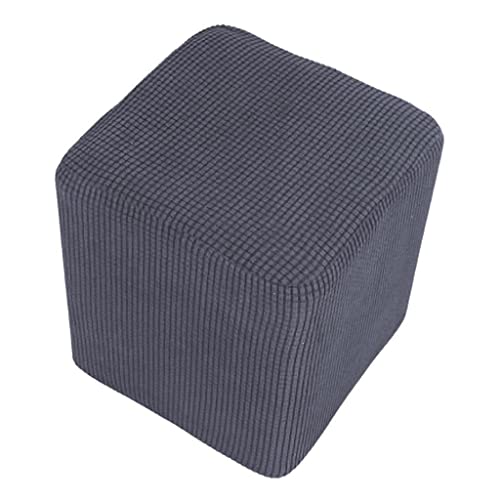 zalati Hockerbezug, quadratischer Stil, rutschfest, weich, Stretch-Sitzkissen, Schonbezug für Hocker, Barstuhl, Durchmesser 30–34 cm, Grau von zalati
