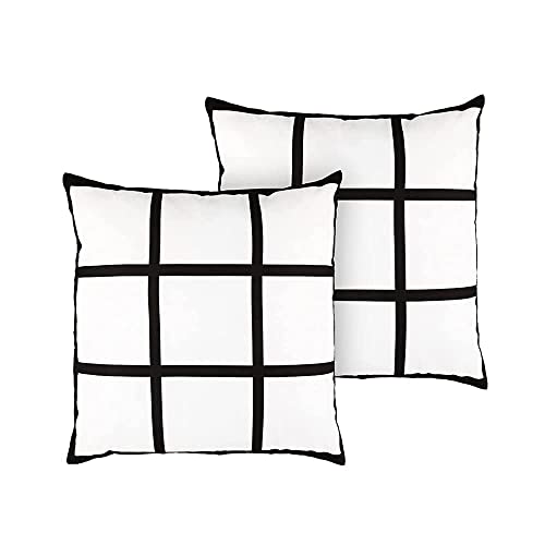 zalati Kissenbezüge, 2 Stück, Polyester mit 9 Raster-Rohlingen, Panel-Stil für DIY-Druck, Sofa, Couch von zalati