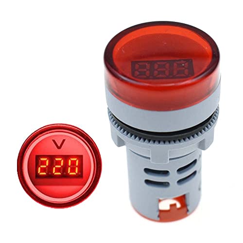 zalati Mini-Spannungsmesser mit LED-Digitalanzeige AC-Voltmeter-Anzeigelampe 110 V 220 V 22 mm AD16 AD16-22DSV AC12 60-500 V - Rot von zalati