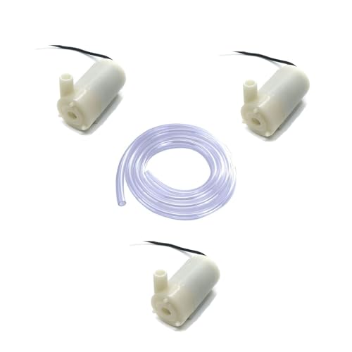 zalati Mini-Wasserpumpe, 3 Stück, DC 3 V-5 V, Tauchpumpe, Mikromotorpumpe mit 5 m PVC-Wasserschlauch für Aquarium, Garten, Bewässerung von Pflanzen, Blumen von zalati