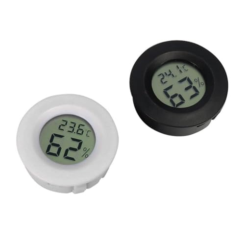 zalati Reptiles Thermometer 2PCS Digital LCD eingebettet 2-in-1-Hygrometer-Thermometer für Terrarien Inkubator Geflügel-1PCS Schwarz & 1PCS Weiß von zalati