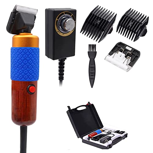 zalati Teppich Clipper Sweeper Tufting Trimmer Kit, 2pcs Limit Comb 6 Gears einstellbare Geschwindigkeit/Low Noise/Holzgriff für Tufting Making DIY Teppich Crafts bis 200W, roter Holzgriff von zalati