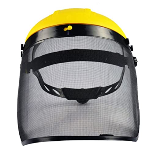 zalati Working Face Cover Shield Full Face Maske Visier Polycarbonat Screen Head Mounted Mesh für Kettensäge Trimmer Sicherheitsschutz Gelb von zalati