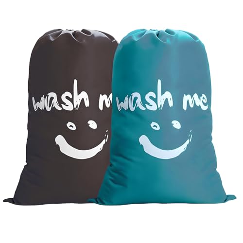 ZAMISS 2 Stück Schmutzwäsche Organizer mit Schnurverschluss - Extra Große Wäschesäcke für Camping, Reisen - Passt in Wäschekorb/Wäschekörbe 61x91 cm (Type 1) von zamiss