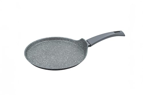 zanetti DURAPIETRA Crêpes-Pfanne 28 cm aus Aluminium, Antihaft-Pfanne für Crêpes, geschmiedet, mit hoher Dicke, Steinoptik und Soft-Touch-Griff, für jede Herdplatte einschließlich Induktion von zanetti