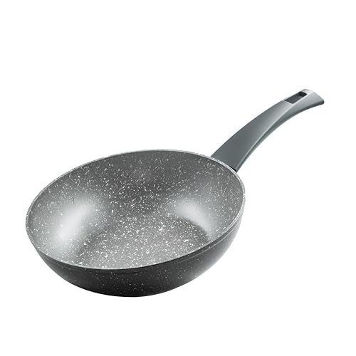 zanetti - Durapietra, Wok Induktion 24 cm, Antihaft-Wok-Pfanne, auch für Induktion geeignet, Durchmesser 24 cm, Farbe grau von Zanetti