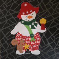 Fensterbild, Freundlicher Schneemann M. Eichhörnchen, Tonkarton, Deko, Weihnachten, Winter von zauberhand12