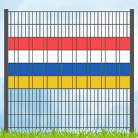 Sichtschutzstreifen Fastnachtsfarben Rot-Weiß-Blau-Gelb Volle Streifenbreite GELOCHT von zaun|zu®