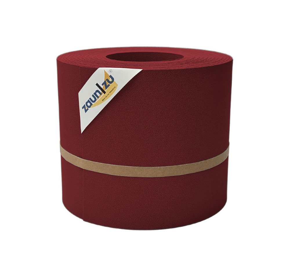 zaunzu Sichtschutzstreifen Premium für Doppelstabmatten Zaunblende Bordeauxrot, 26m, (1 Rolle, genarbte Oberfläche, UV-beständiger Sichtschutz), 5 Jahre garantierte Farbechtheit von zaunzu