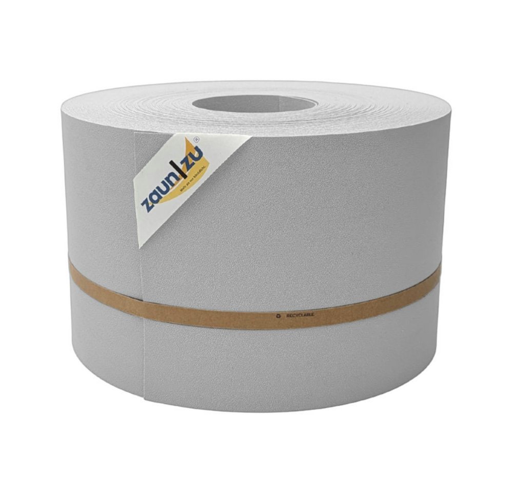 zaunzu Sichtschutzstreifen Premium für Doppelstabmatten Zaunblende Lichtgrau, 50m, (1 Rolle, genarbte Oberfläche), 5 Jahre garantierte Farbechtheit von zaunzu