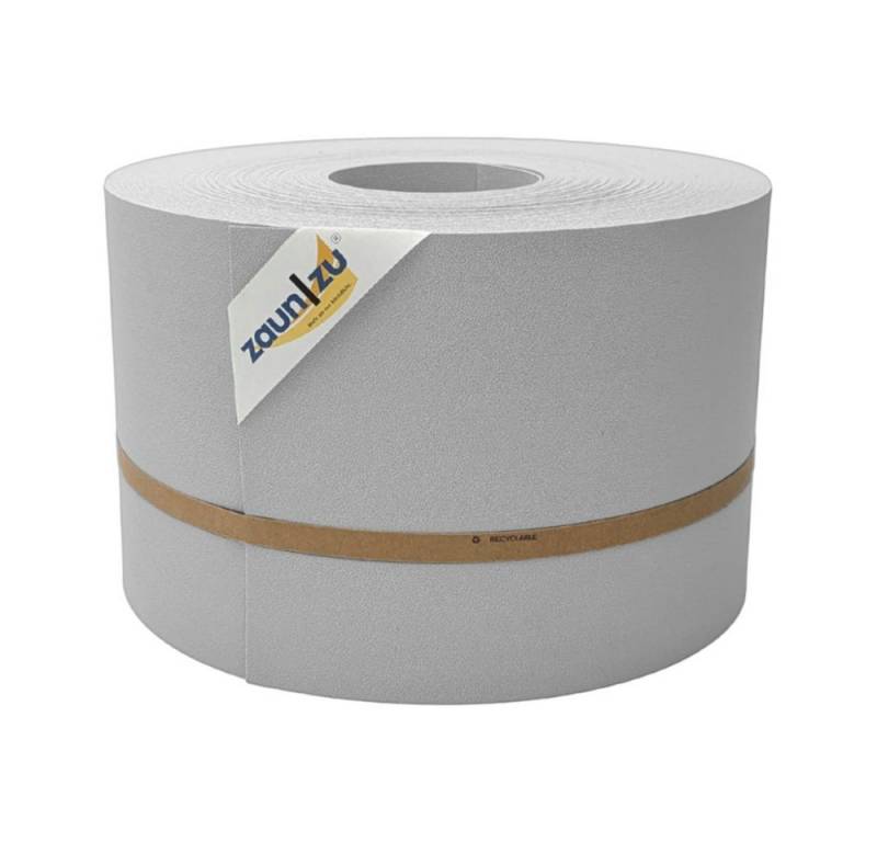 zaunzu Sichtschutzstreifen Premium für Doppelstabmatten Zaunblende Lichtgrau, 50m, (1 Rolle, genarbte Oberfläche), 5 Jahre garantierte Farbechtheit von zaunzu