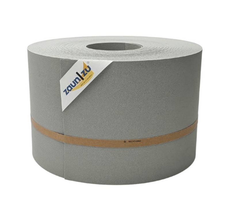 zaunzu Sichtschutzstreifen Premium für Doppelstabmatten Zaunblende Steingrau, 50m, (1 Rolle, genarbte Oberfläche), 5 Jahre garantierte Farbechtheit von zaunzu
