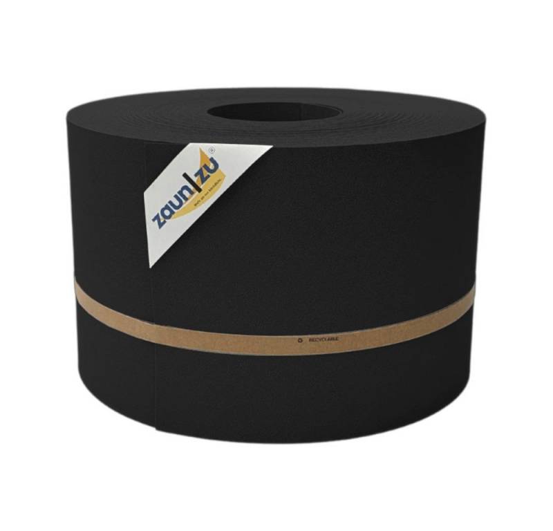 zaunzu Sichtschutzstreifen Premium für Doppelstabmatten Zaunblende Schwarz, 50m, (1 Rolle, genarbte Oberfläche), 5 Jahre garantierte Farbechtheit von zaunzu