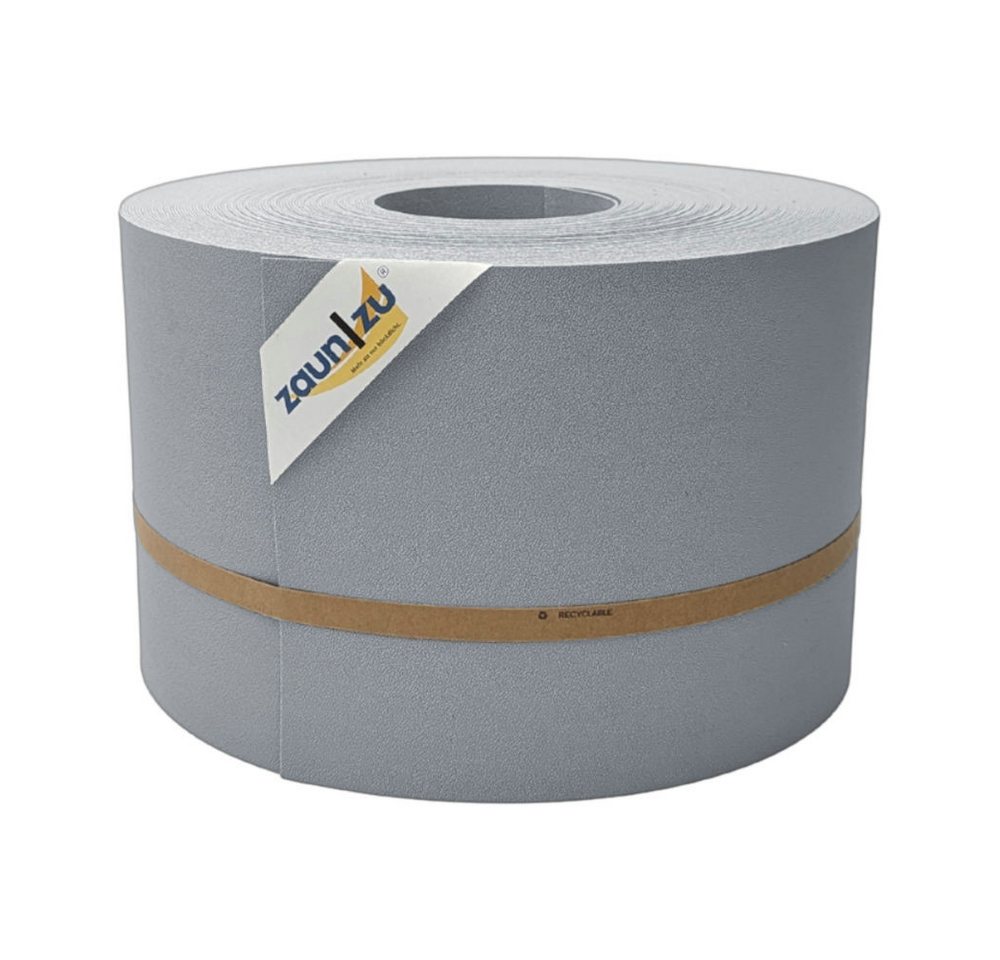 zaunzu Sichtschutzstreifen Premium für Doppelstabmatten Zaunblende Fenstergrau, 50m, (1 Rolle, genarbte Oberfläche), 5 Jahre garantierte Farbechtheit von zaunzu