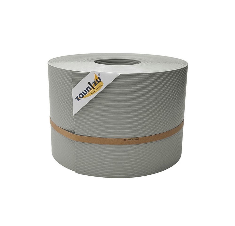 zaunzu Sichtschutzstreifen Rille PP für Doppelstabmatte Zaunblende Steingrau 50m, (1 Rolle, gerillte Optik, UV-beständiger Sichtschutz), 5 Jahre garantierte Farbechtheit von zaunzu