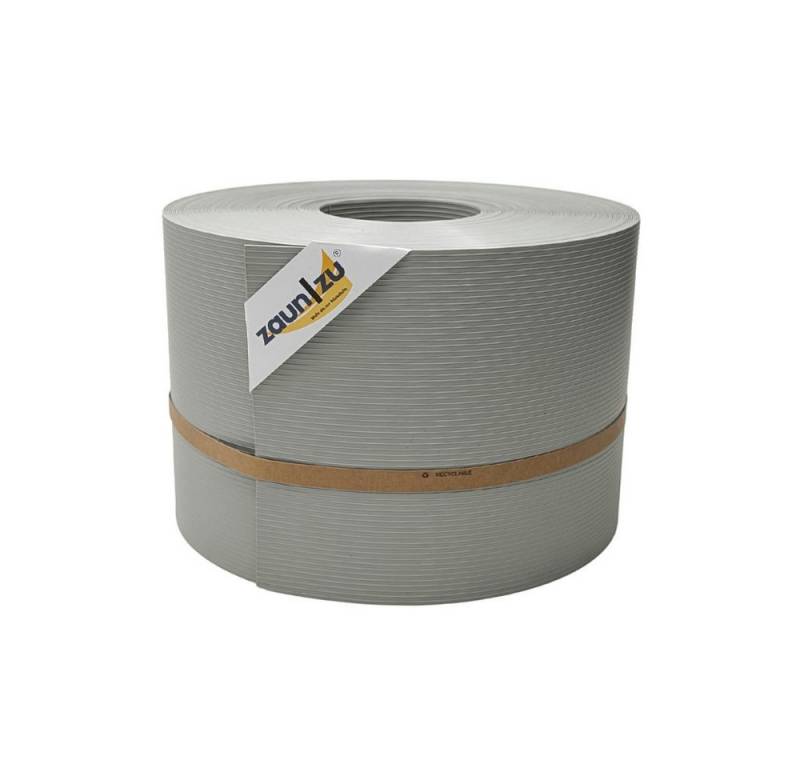 zaunzu Sichtschutzstreifen Rille PP für Doppelstabmatte Zaunblende Steingrau 50m, (1 Rolle, gerillte Optik, UV-beständiger Sichtschutz), 5 Jahre garantierte Farbechtheit von zaunzu