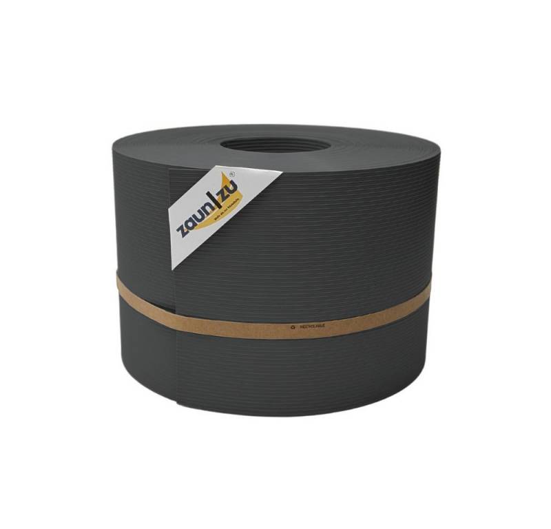 zaunzu Sichtschutzstreifen Rille PP für Doppelstabmatte Zaunblende Anthrazit 50m, (1 Rolle, gerillte Optik, UV-beständiger Sichtschutz), 5 Jahre garantierte Farbechtheit von zaunzu