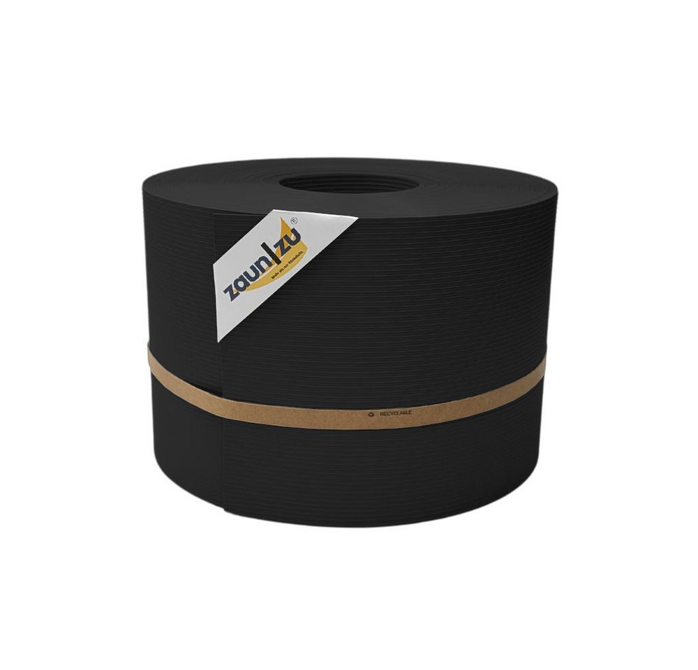 zaunzu Sichtschutzstreifen Rille PP für Doppelstabmatte Zaunblende Schwarz 50m, (1 Rolle, gerillte Optik, UV-beständiger Sichtschutz), 5 Jahre garantierte Farbechtheit von zaunzu