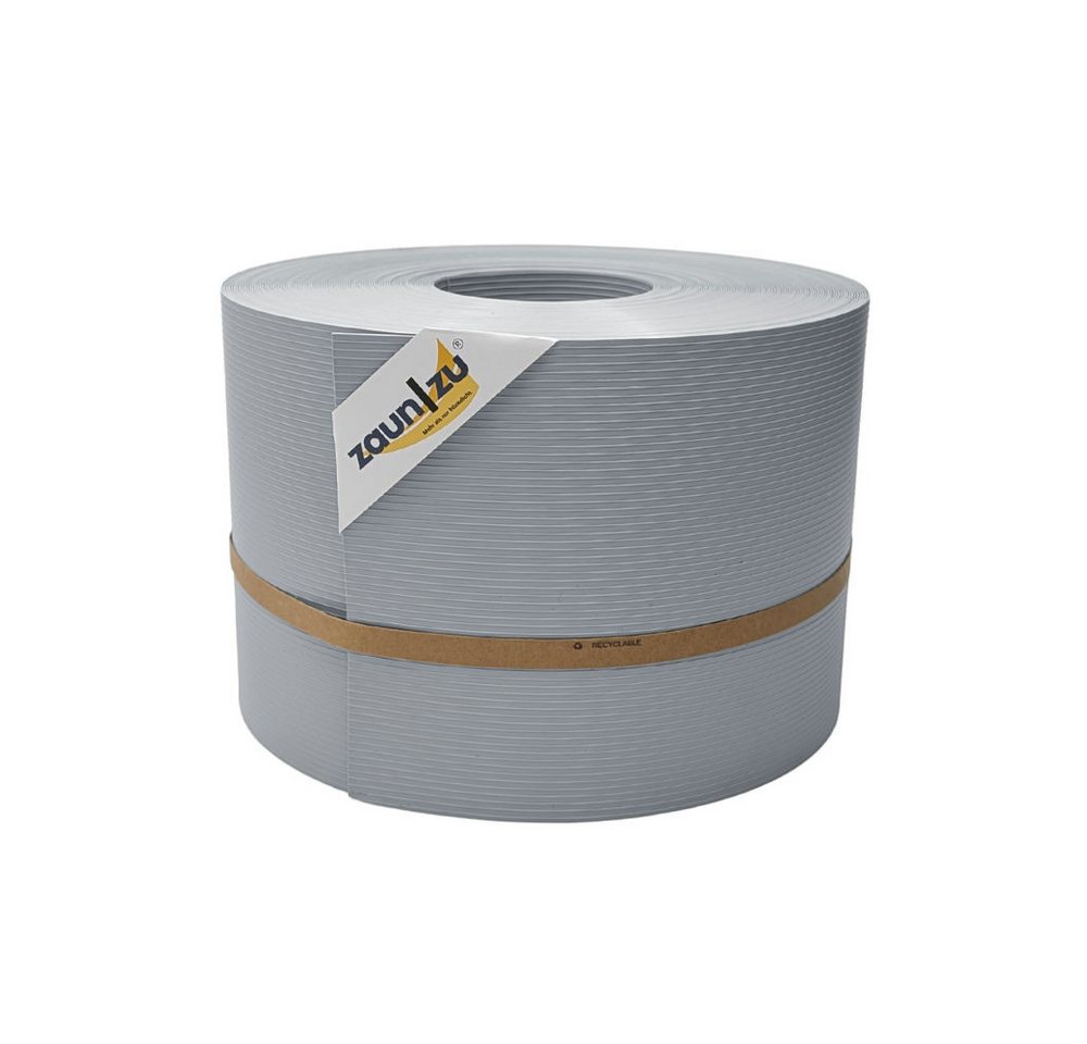 zaunzu Sichtschutzstreifen Rille PP für Doppelstabmatte Zaunblende Fenstergrau 50m, (1 Rolle, gerillte Optik, UV-beständiger Sichtschutz), 5 Jahre garantierte Farbechtheit von zaunzu