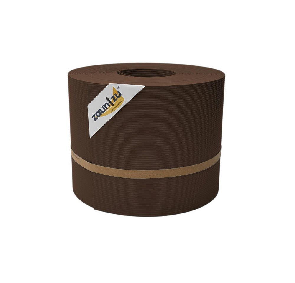 zaunzu Sichtschutzstreifen Rille für Doppelstabmatten Zaunblende Braun 35m, (1 Rolle, gerillte Optik, UV-beständiger Sichtschutz), 5 Jahre garantierte Farbechtheit von zaunzu