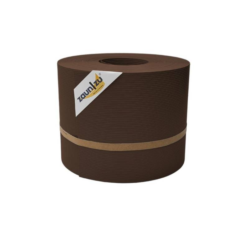 zaunzu Sichtschutzstreifen Rille für Doppelstabmatten Zaunblende Braun 35m, (1 Rolle, gerillte Optik, UV-beständiger Sichtschutz), 5 Jahre garantierte Farbechtheit von zaunzu