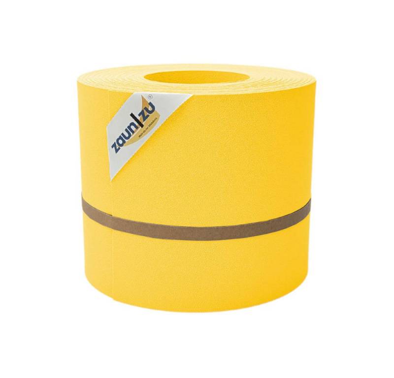 zaunzu Sichtschutzstreifen Premium für Doppelstabmatten Zaunblende Gelb, 26m, (1 Rolle, genarbte Oberfläche, UV-beständiger Sichtschutz), 5 Jahre garantierte Farbechtheit von zaunzu