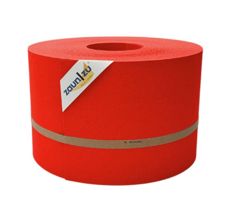 zaunzu Sichtschutzstreifen Premium für Doppelstabmatten Zaunblende Rot, 50m, (1 Rolle, genarbte Oberfläche), 5 Jahre garantierte Farbechtheit von zaunzu