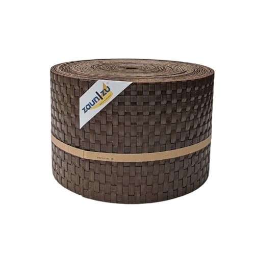 zaun|zu® Rattan 26 m Rolle: Sichtschutzstreifen PE für Doppelstabmatten UV-beständiger Sichtschutz | Zaunblende Made in Germany, Farbe:Braun von zaun|zu