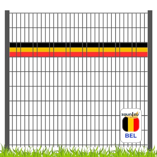 zaun|zu Sichtschutzstreifen EM 2024 in den Farben von Belgien für Doppelstabzäune gestalten für die Fußball-Europameisterschaft!, Set-Ausführung:Akzentstreifen von zaun|zu