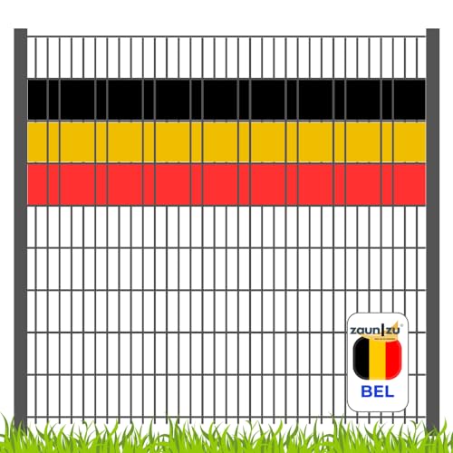 zaun|zu Sichtschutzstreifen EM 2024 in den Farben von Belgien für Doppelstabzäune gestalten für die Fußball-Europameisterschaft!, Set-Ausführung:Volle Streifenbreite von zaun|zu