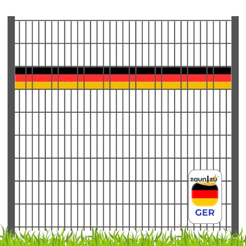 zaun|zu Sichtschutzstreifen EM 2024 in den Farben von Deutschland für Doppelstabzäune gestalten für die Fußball-Europameisterschaft!, Set-Ausführung:Akzentstreifen von zaun|zu