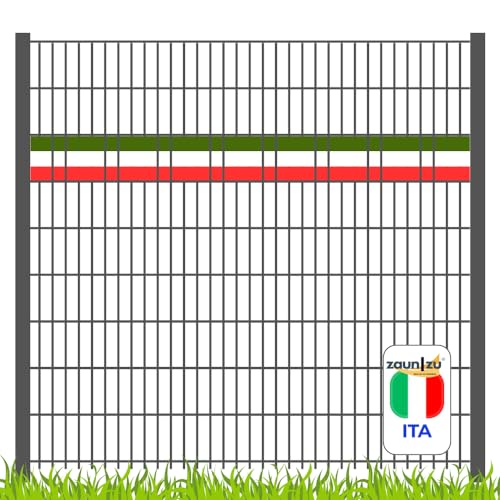 zaun|zu Sichtschutzstreifen EM 2024 in den Farben von Italien für Doppelstabzäune gestalten für die Fußball-Europameisterschaft!, Set-Ausführung:Akzentstreifen von zaun|zu