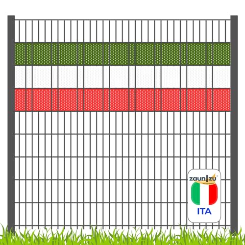 zaun|zu Sichtschutzstreifen EM 2024 in den Farben von Italien für Doppelstabzäune gestalten für die Fußball-Europameisterschaft!, Set-Ausführung:Volle Streifenbreite GELOCHT von zaun|zu
