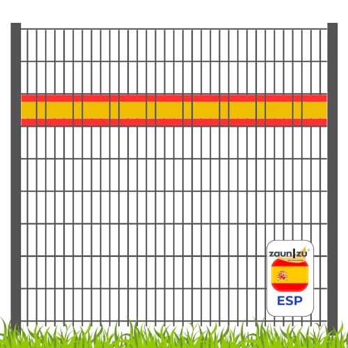 zaun|zu Sichtschutzstreifen EM 2024 in den Farben von Spanien für Doppelstabzäune gestalten für die Fußball-Europameisterschaft!, Set-Ausführung:Akzentstreifen von zaun|zu