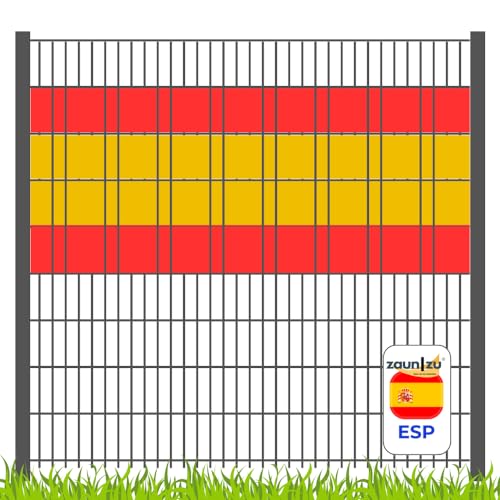 zaun|zu Sichtschutzstreifen EM 2024 in den Farben von Spanien für Doppelstabzäune gestalten für die Fußball-Europameisterschaft!, Set-Ausführung:Volle Streifenbreite von zaun|zu