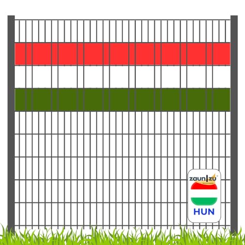 zaun|zu Sichtschutzstreifen EM 2024 in den Farben von Ungarn für Doppelstabzäune gestalten für die Fußball-Europameisterschaft!, Set-Ausführung:Volle Streifenbreite von zaun|zu