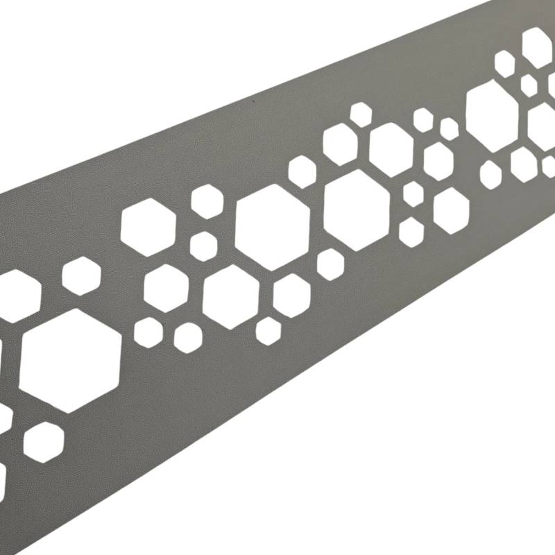 zaunzu Sichtschutz PREMIUM Dekor Hexagon Einzelstreifen Steingrau 2,55m von zaunzu