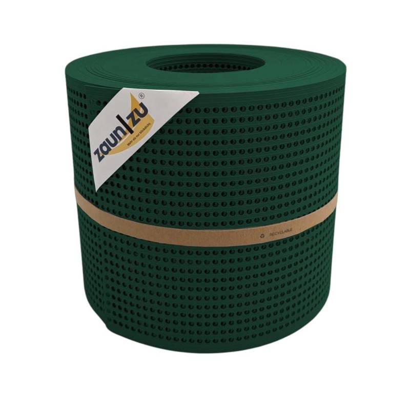 zaunzu Sichtschutz Rille gelocht 30 Prozent PP Streifen Grün 26m von zaunzu