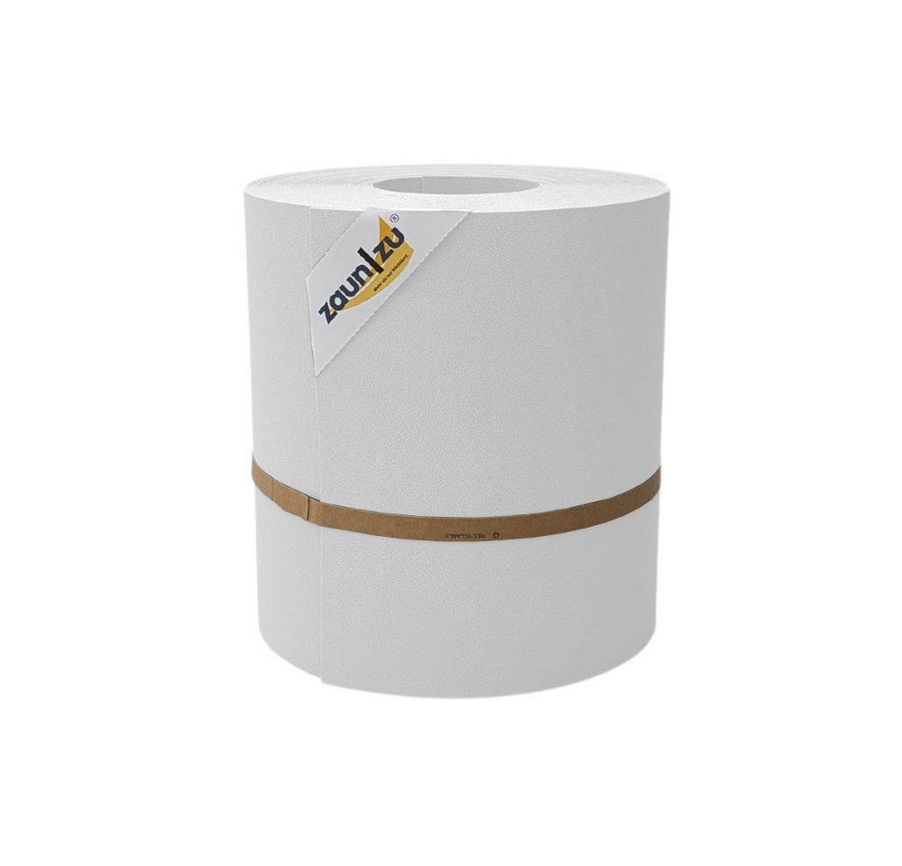 zaunzu Sichtschutzstreifen PREMIUM MAXI genarbt 26m Rolle Weiß, (1x Einzelstreifen, 24cm hoch, UV-beständiger Sichtschutz), PP für Doppelstabmatten UV-beständiger Sichtschutz von zaunzu