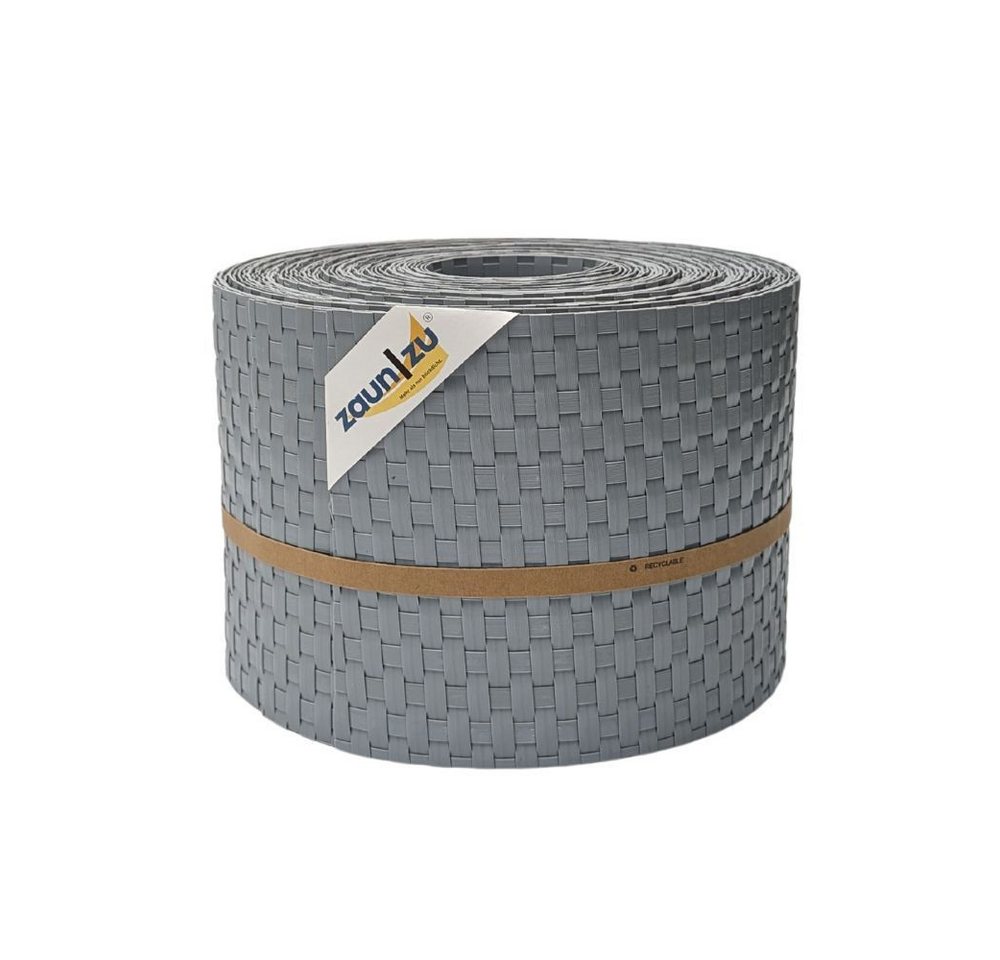 zaunzu Sichtschutzstreifen Rattan für Doppelstabmatten UV-beständig Hellgrau 10x 2,55m, (10x Einzelstreifen, Rattan-Optik), 2 Jahre garantierte Farbechtheit von zaunzu