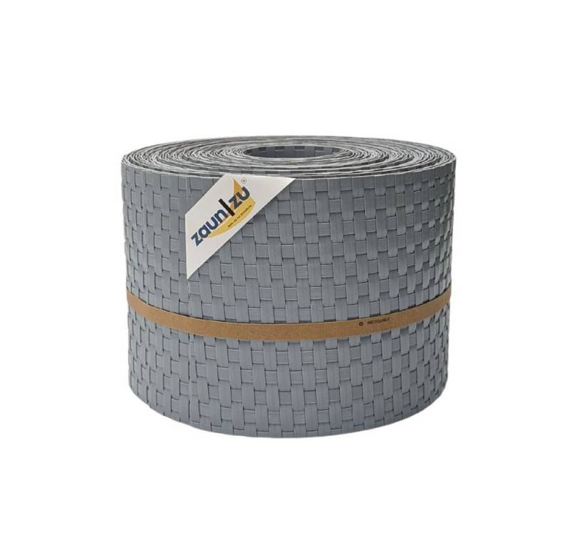 zaunzu Sichtschutzstreifen Rattan für Doppelstabmatten UV-beständig Hellgrau 10x 2,55m, (10x Einzelstreifen, Rattan-Optik), 2 Jahre garantierte Farbechtheit von zaunzu