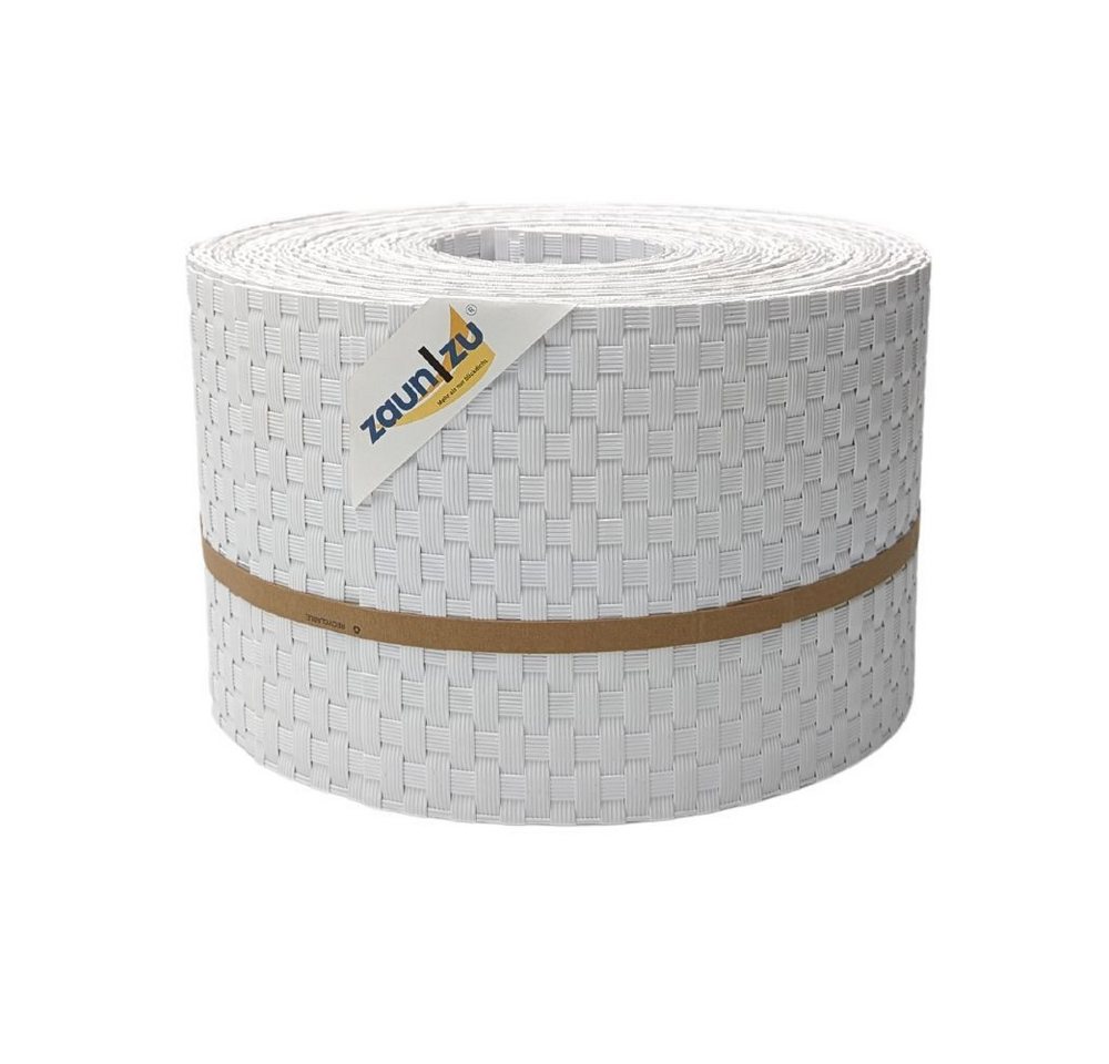 zaunzu Sichtschutzstreifen Rattan für Doppelstabmatten UV-beständig Weiß 10x 2,55m, (10x Einzelstreifen, Rattan-Optik), 2 Jahre garantierte Farbechtheit von zaunzu