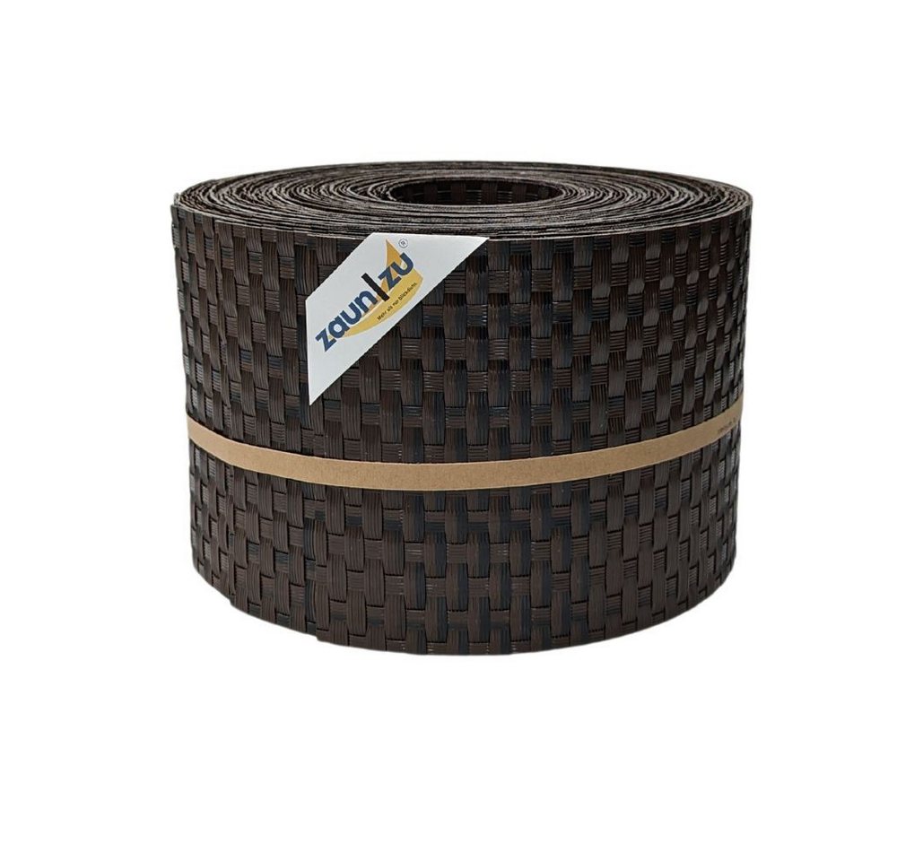 zaunzu Sichtschutzstreifen Rattan für Doppelstabmatten UV-beständig Schwarzbraun 10x 2,55m, (10x Einzelstreifen, Rattan-Optik), 2 Jahre garantierte Farbechtheit von zaunzu