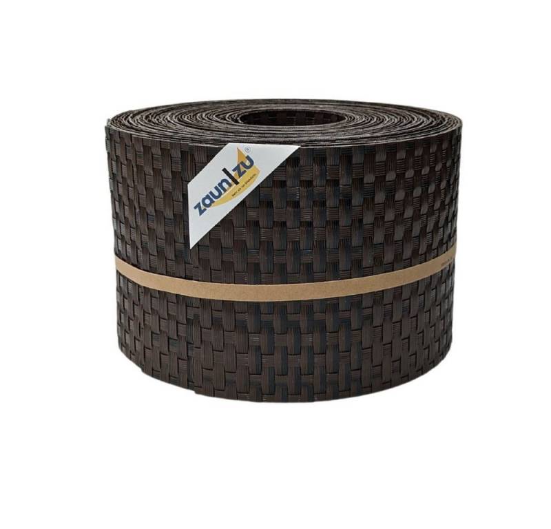 zaunzu Sichtschutzstreifen Rattan für Doppelstabmatten UV-beständig Schwarzbraun 10x 2,55m, (10x Einzelstreifen, Rattan-Optik), 2 Jahre garantierte Farbechtheit von zaunzu
