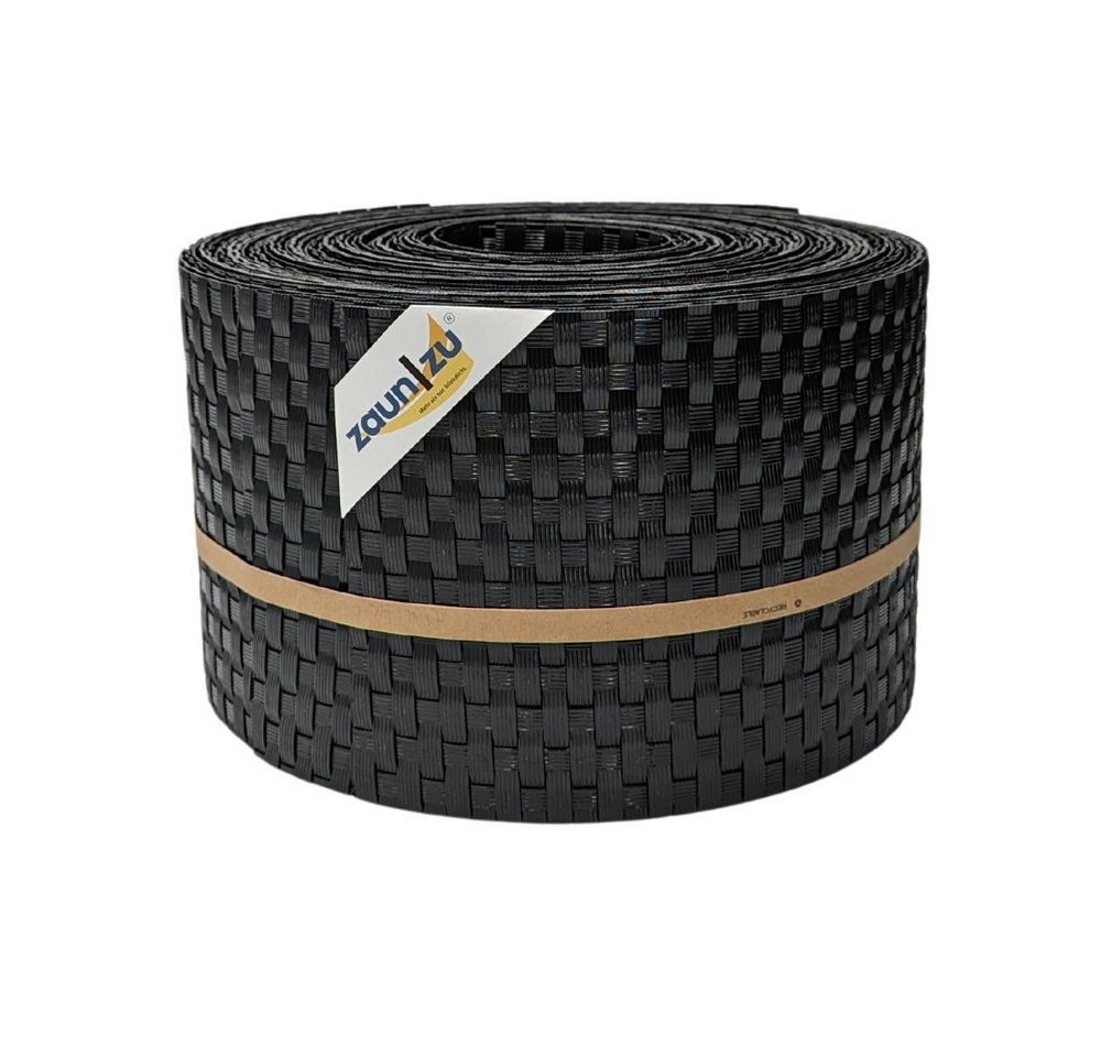 zaunzu Sichtschutzstreifen Rattan für Doppelstabmatten UV-beständig Schwarz 10x 2,55m, (10x Einzelstreifen, Rattan-Optik), 2 Jahre garantierte Farbechtheit von zaunzu