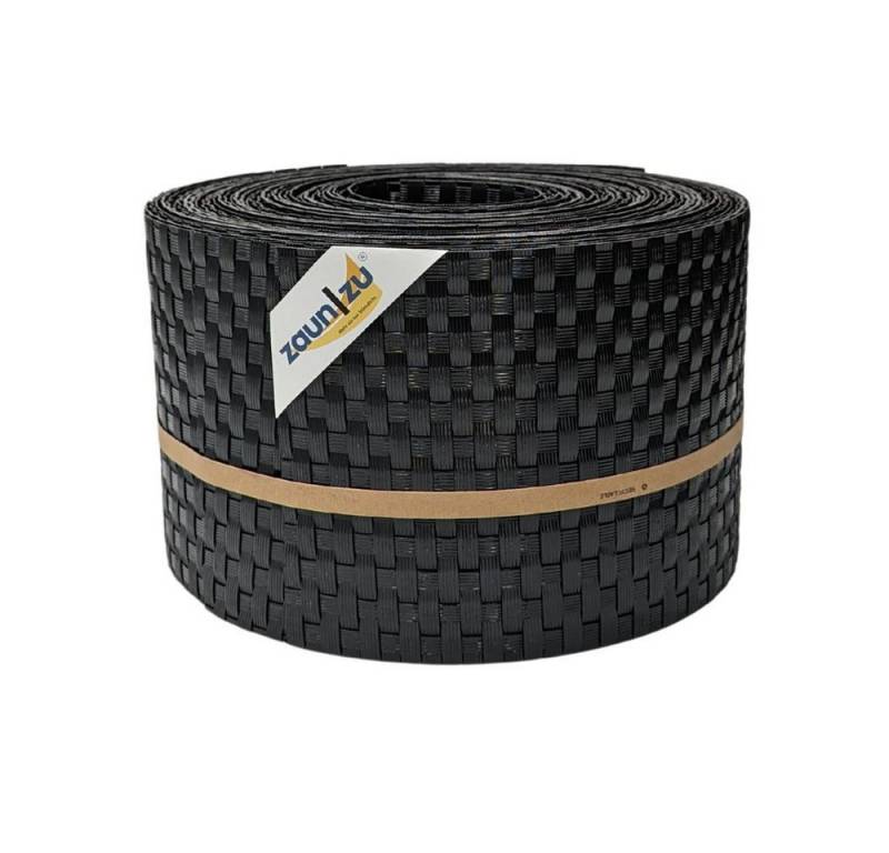 zaunzu Sichtschutzstreifen Rattan für Doppelstabmatten UV-beständig Schwarz 10x 2,55m, (10x Einzelstreifen, Rattan-Optik), 2 Jahre garantierte Farbechtheit von zaunzu