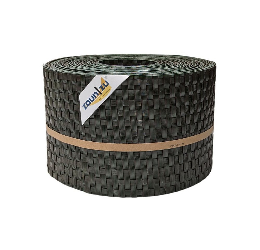 zaunzu Sichtschutzstreifen Rattan für Doppelstabmatten UV-beständig Grün 10x 2,55m, (10x Einzelstreifen, Rattan-Optik), 2 Jahre garantierte Farbechtheit von zaunzu