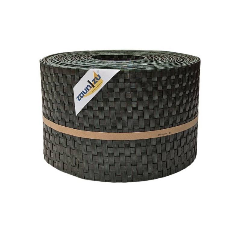 zaunzu Sichtschutzstreifen Rattan für Doppelstabmatten UV-beständig Grün 10x 2,55m, (10x Einzelstreifen, Rattan-Optik), 2 Jahre garantierte Farbechtheit von zaunzu