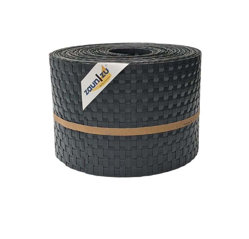 zaunzu Sichtschutzstreifen Rattan für Doppelstabmatten UV-beständig Anthrazit 10x 2,55m, (10x Einzelstreifen, Rattan-Optik), 2 Jahre garantierte Farbechtheit von zaunzu