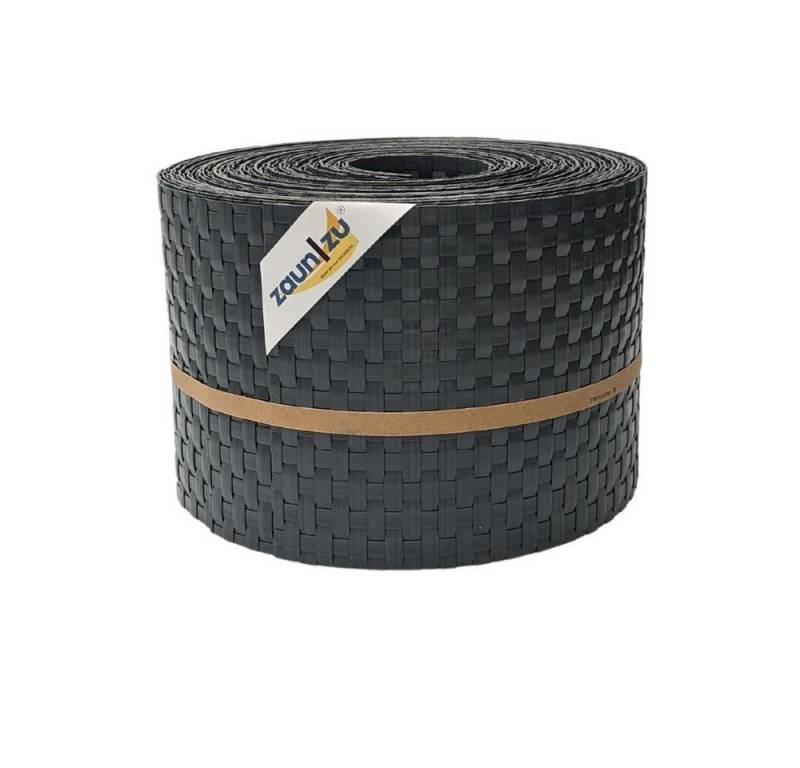 zaunzu Sichtschutzstreifen Rattan für Doppelstabmatten UV-beständig Anthrazit 10x 2,55m, (10x Einzelstreifen, Rattan-Optik), 2 Jahre garantierte Farbechtheit von zaunzu